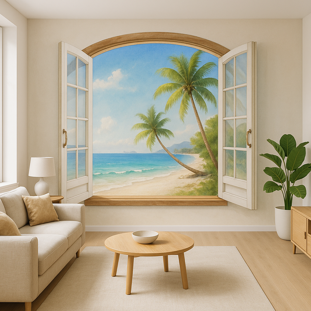 After - 3D Window Beach Scene